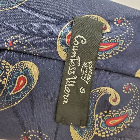 Countess Mara Navy Gold Paisley Silk Tie - Picture 5 of 5